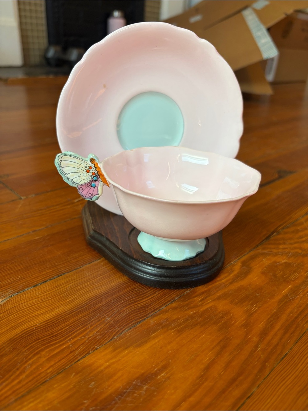 PARAGON Pink Porcelain Teacup with Crest Backstamp